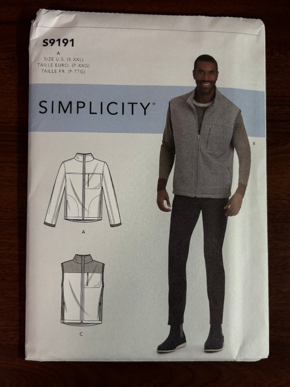 Simplicity Pattern S9191 A for Men's Vest & Jacket